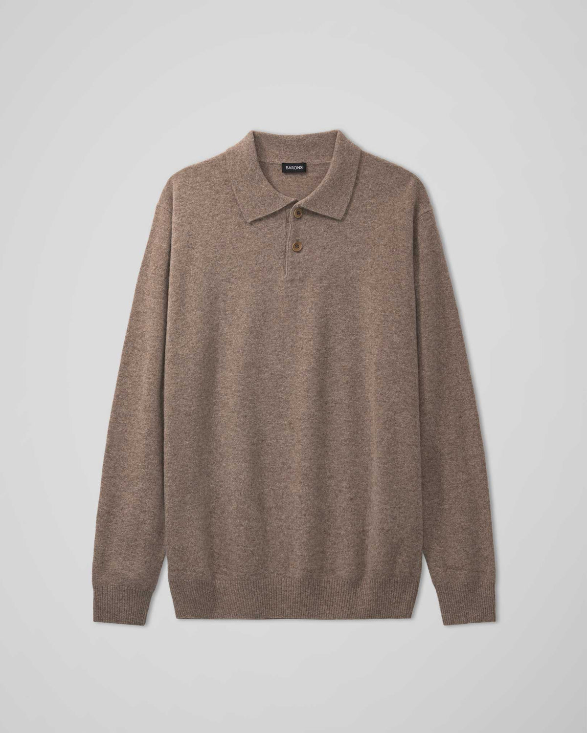 The Cashmere Long Sleeve Polo | Braun